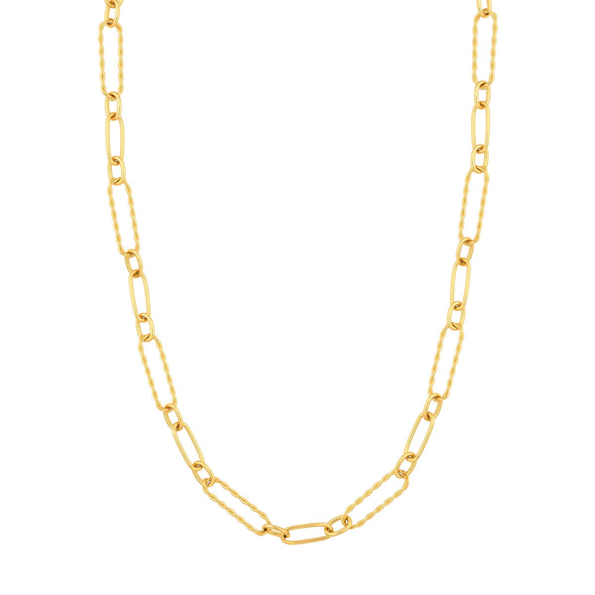 14K Yellow Gold Twist and Polished Oval Link Necklace Birmingham Jewelry Necklace Birmingham Jewelry