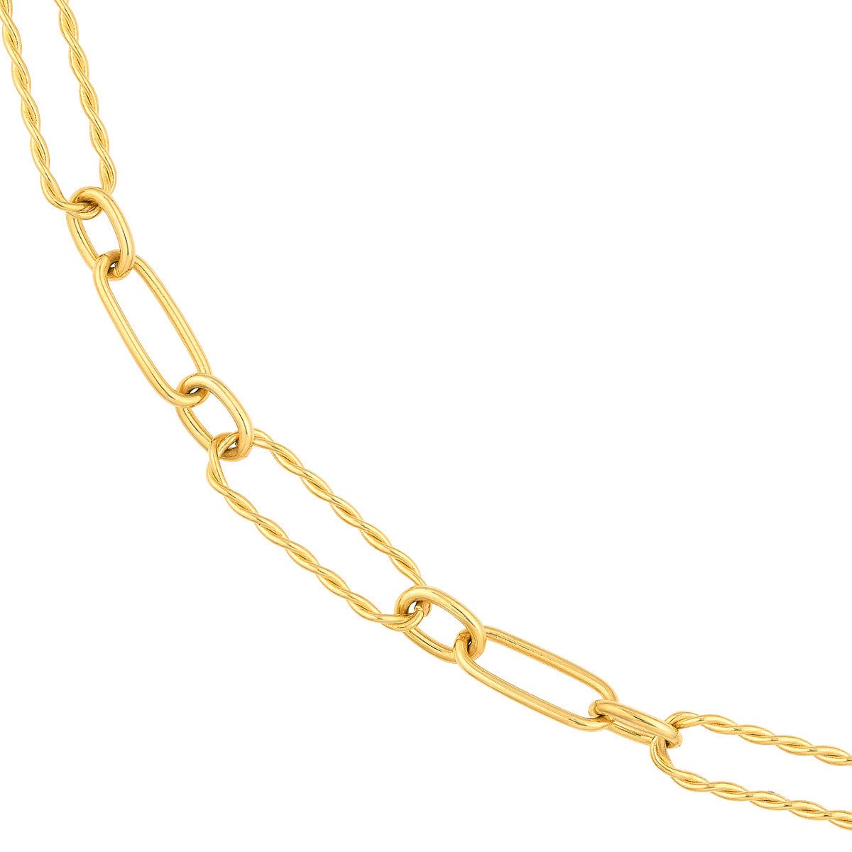 14K Yellow Gold Twist and Polished Oval Link Necklace Birmingham Jewelry Necklace Birmingham Jewelry
