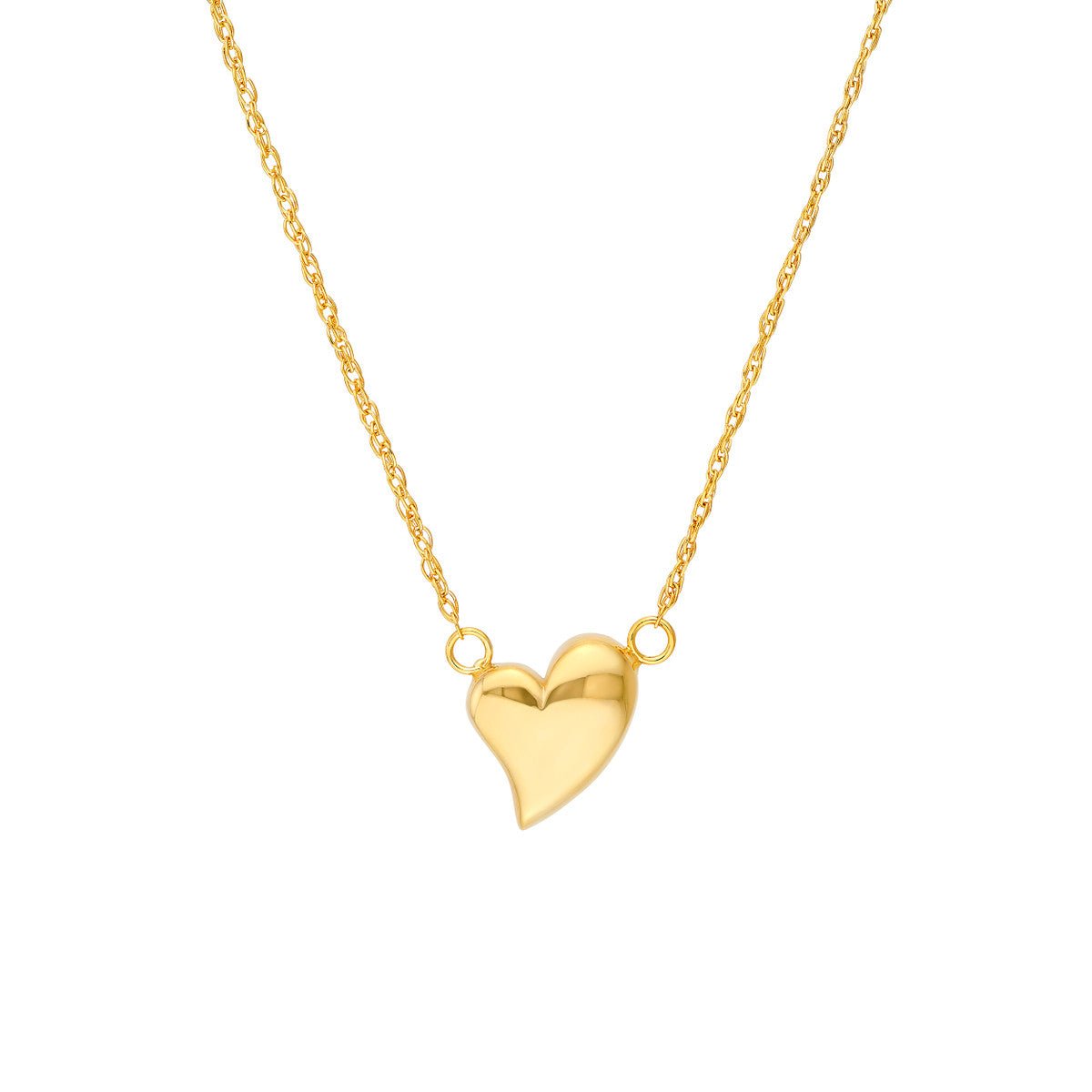 Birmingham Jewelry - 14K Yellow Gold Wavy Puff Heart Rope Necklace - Birmingham Jewelry