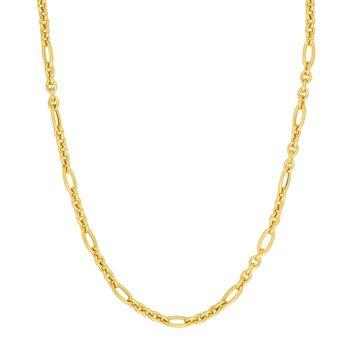 Birmingham Jewelry - 14K Yellow Hollow Alternating Twisted Oval Link 5+1 Chain Necklace - Birmingham Jewelry