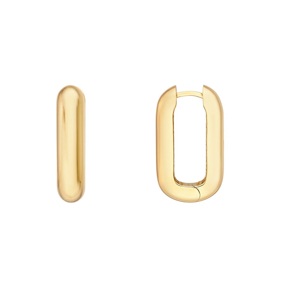 14K Yellow Polished Long Oval Hoop Earrings Birmingham Jewelry Earrings Birmingham Jewelry