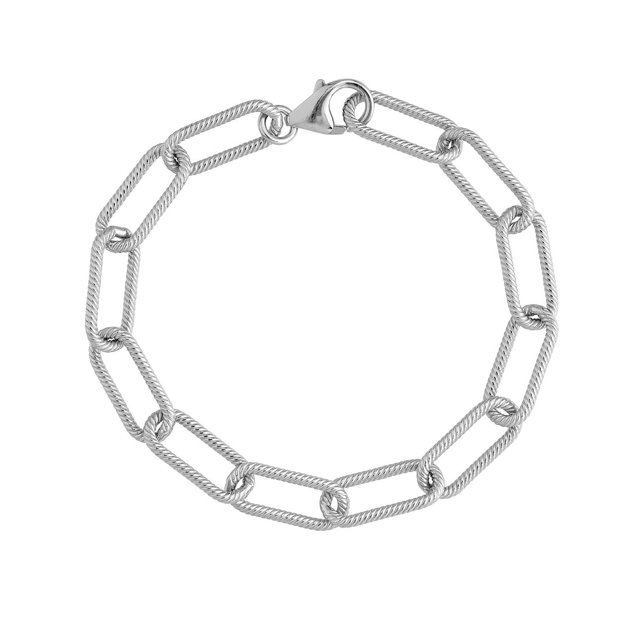 Birmingham Jewelry - Sterling Silver 8.90mm Textured Paper Clip Bracelet - Birmingham Jewelry