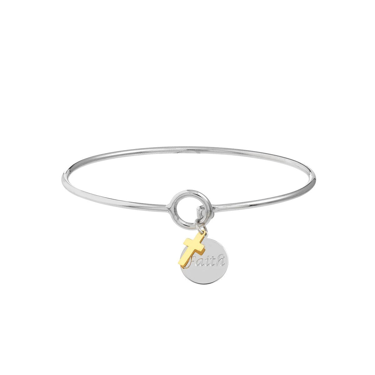 Sterling Silver Faith Bangle with Cross Dangle Birmingham Jewelry Bangle Bracelet Birmingham Jewelry