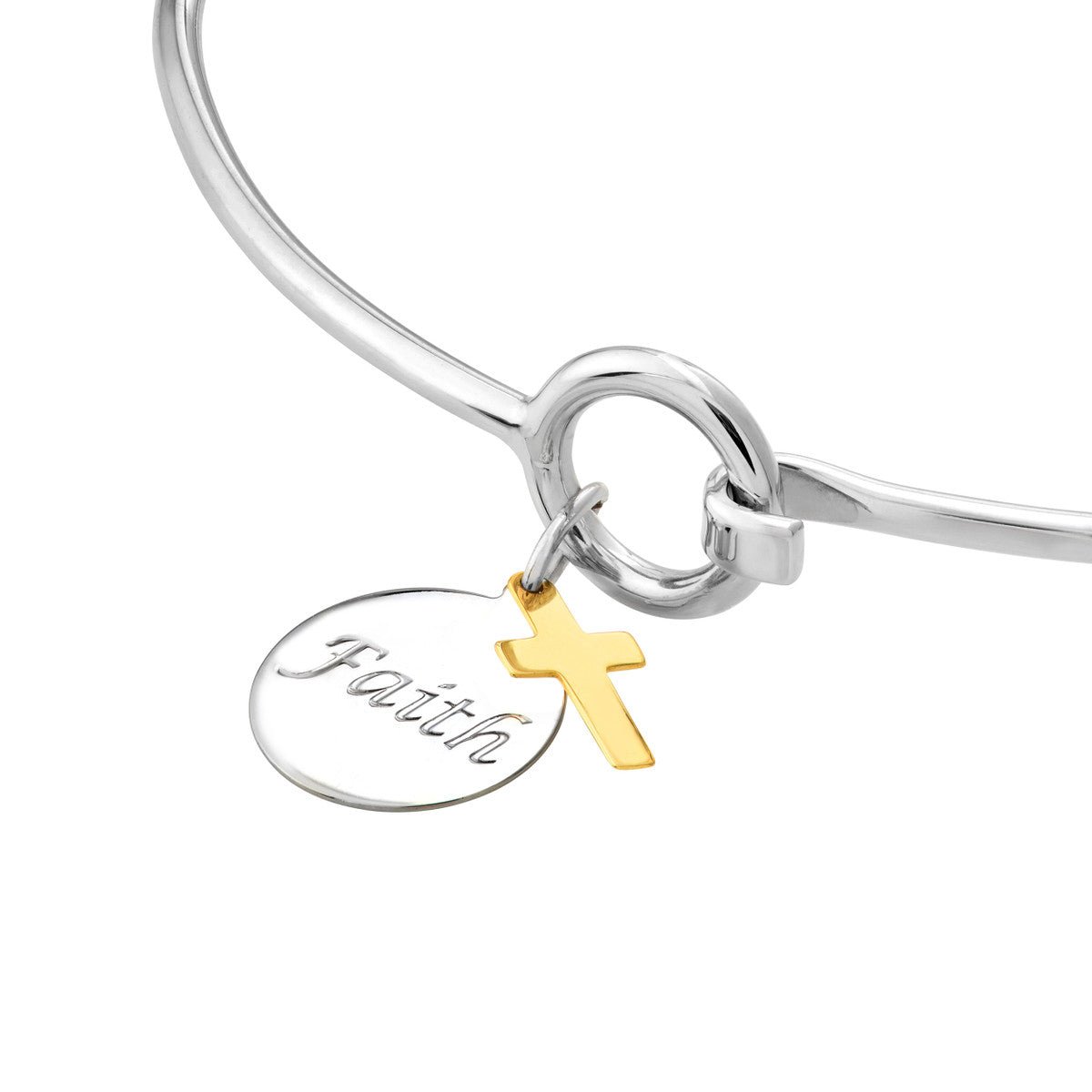 Sterling Silver Faith Bangle with Cross Dangle Birmingham Jewelry Bangle Bracelet Birmingham Jewelry