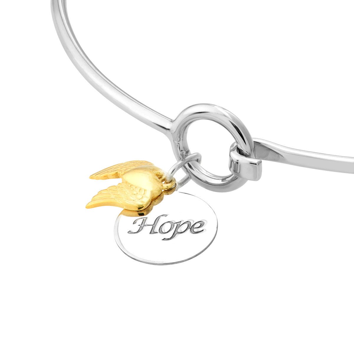 Sterling Silver Hope Bangle with Heart Wing Dangle Birmingham Jewelry Bangle Bracelet Birmingham Jewelry