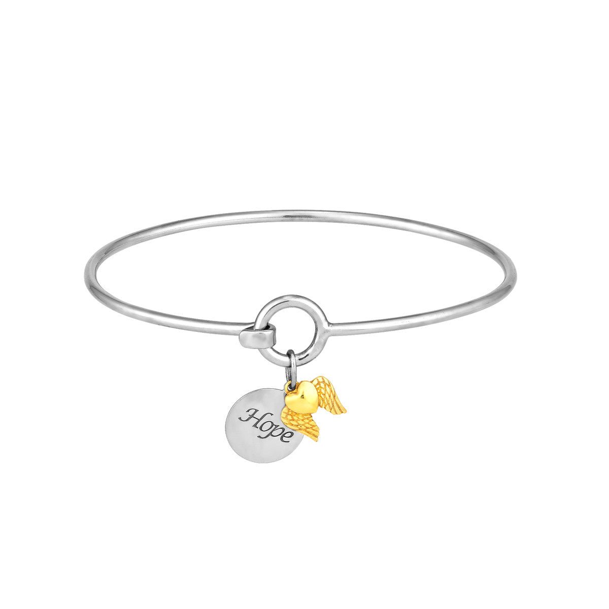 Sterling Silver Hope Bangle with Heart Wing Dangle Birmingham Jewelry Bangle Bracelet Birmingham Jewelry