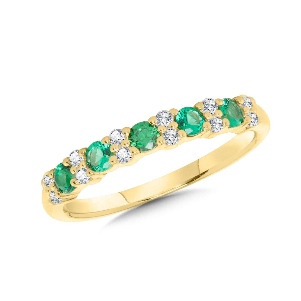 14K Yellow Gold EMERALD & DIAMOND STACKABLE RING Birmingham Jewelry Stackable Band Birmingham Jewelry