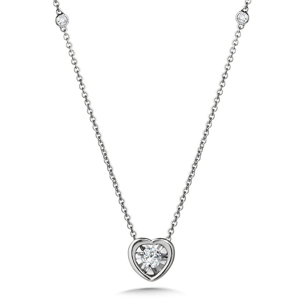 14K White Gold Heart-Shaped Bezel Diamond Star Necklace (Copy)