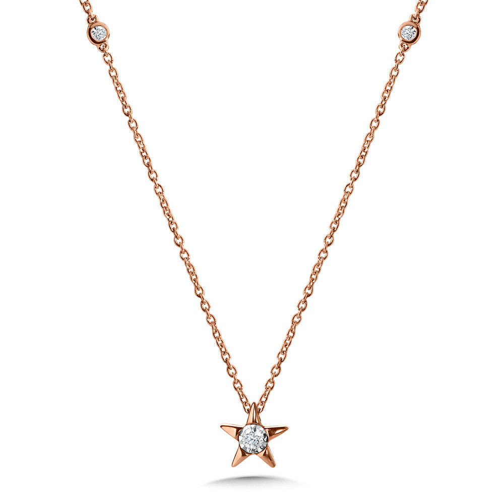 14K Rose Gold Star-Shaped Diamond Star Necklace Birmingham Jewelry Necklace Birmingham Jewelry