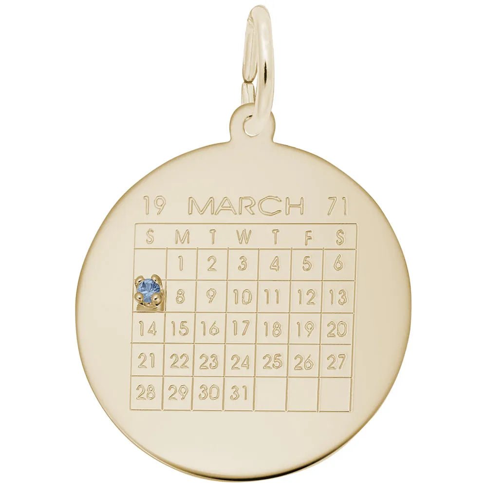 Rembrandt Charms - Rembrandt Charms - Calendar Disc with Stone Charm - 4634 - Birmingham Jewelry