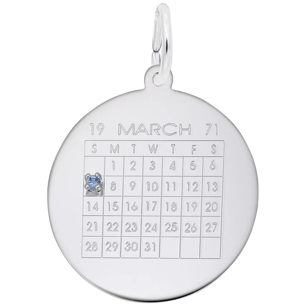 Rembrandt Charms - Rembrandt Charms - Calendar Disc with Stone Charm - 4634 - Birmingham Jewelry