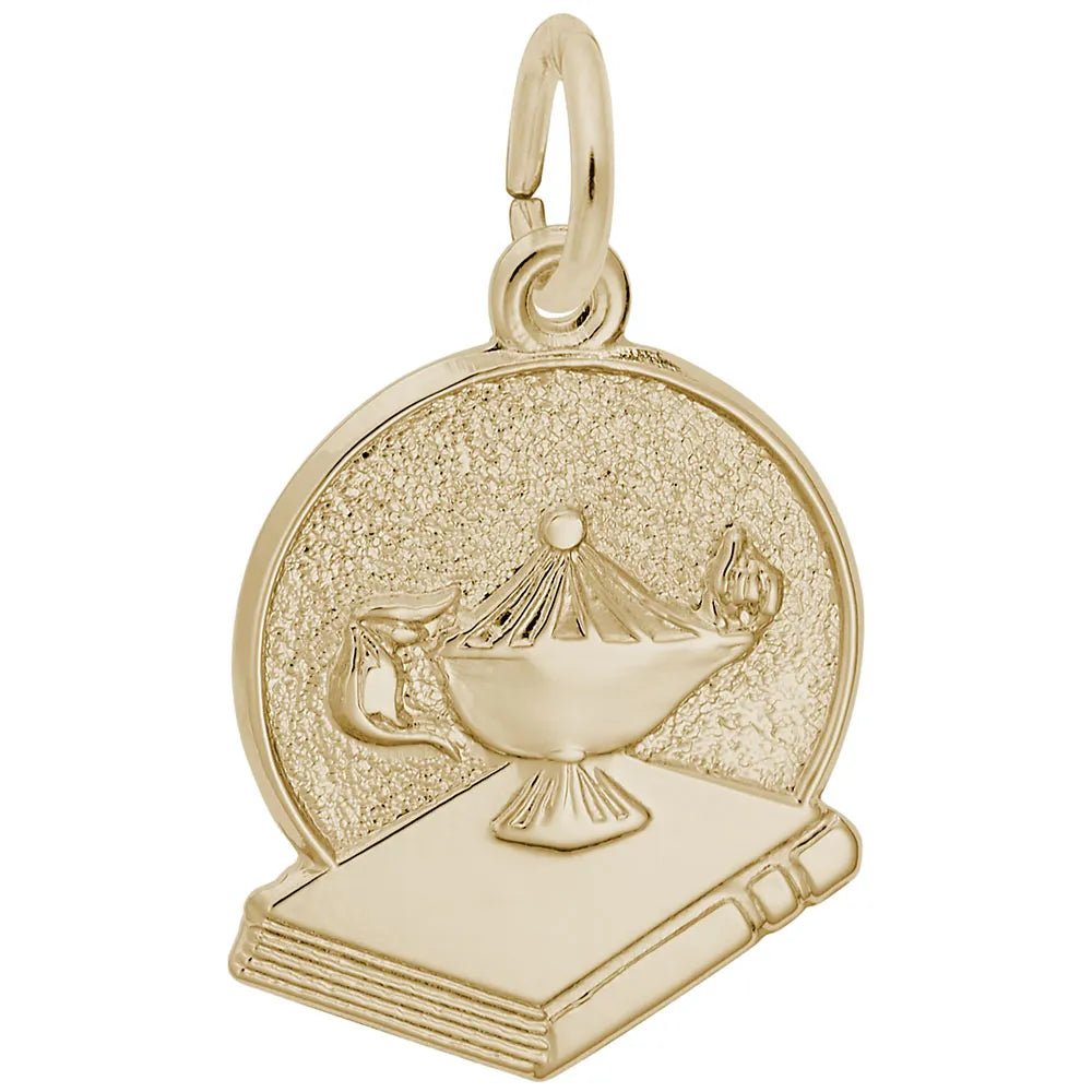 Rembrandt Charms - Rembrandt Charms - Lamp of Learning Disc Charm - 0179 - Birmingham Jewelry
