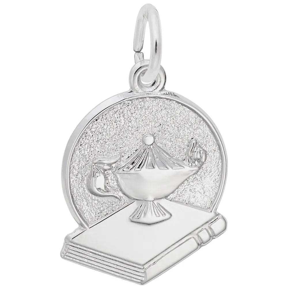 Rembrandt Charms - Rembrandt Charms - Lamp of Learning Disc Charm - 0179 - Birmingham Jewelry