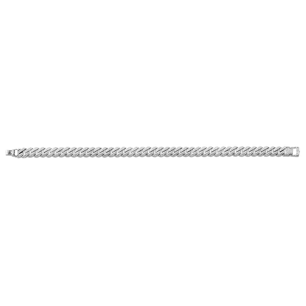 14K WHITE GOLD CUBAN LINK-N-LOVE PAVE-SET DIAMOND BRACELET (2.00 CTW) Birmingham Jewelry Bracelet Birmingham Jewelry