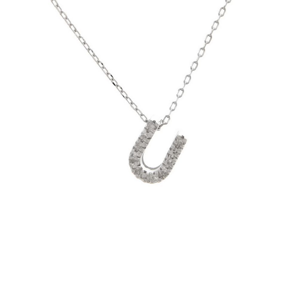 14K Gold Initial "U" Necklace With Diamonds Birmingham Jewelry Necklace Birmingham Jewelry