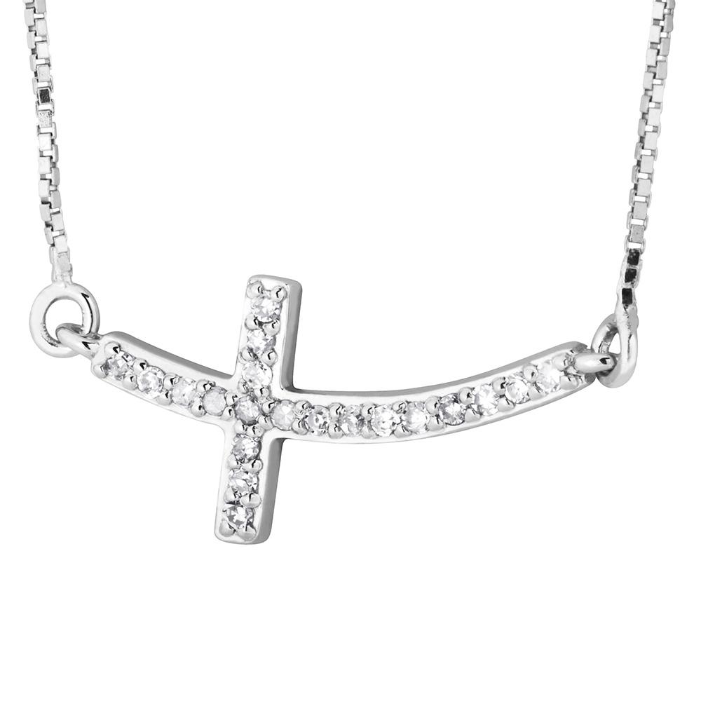 Silver Cross Necklace - BJEESP264D Birmingham Jewelry Silver Necklace Birmingham Jewelry