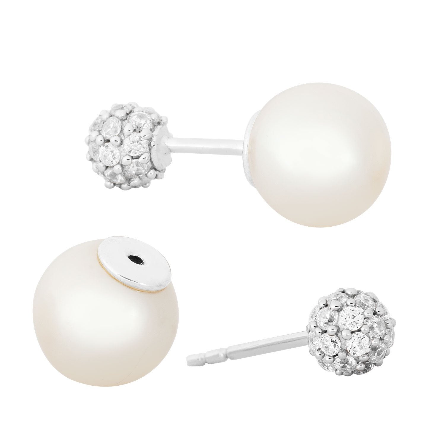 Silver White Pearl Earrings - BJSESE1151WP Birmingham Jewelry Silver Earrings Birmingham Jewelry