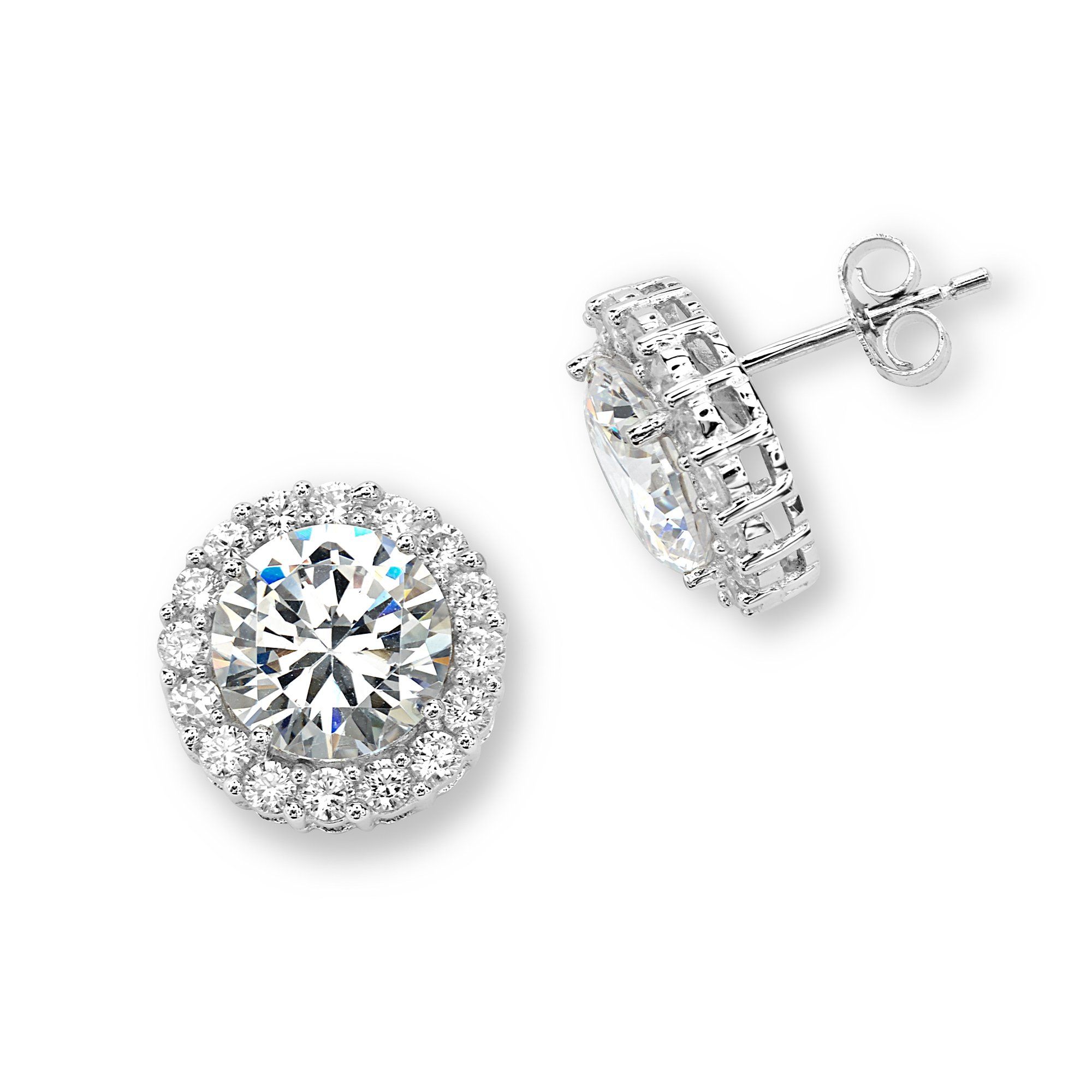 Silver Round Stud Earrings - BJSESE925CCZ Birmingham Jewelry Silver Earrings Birmingham Jewelry