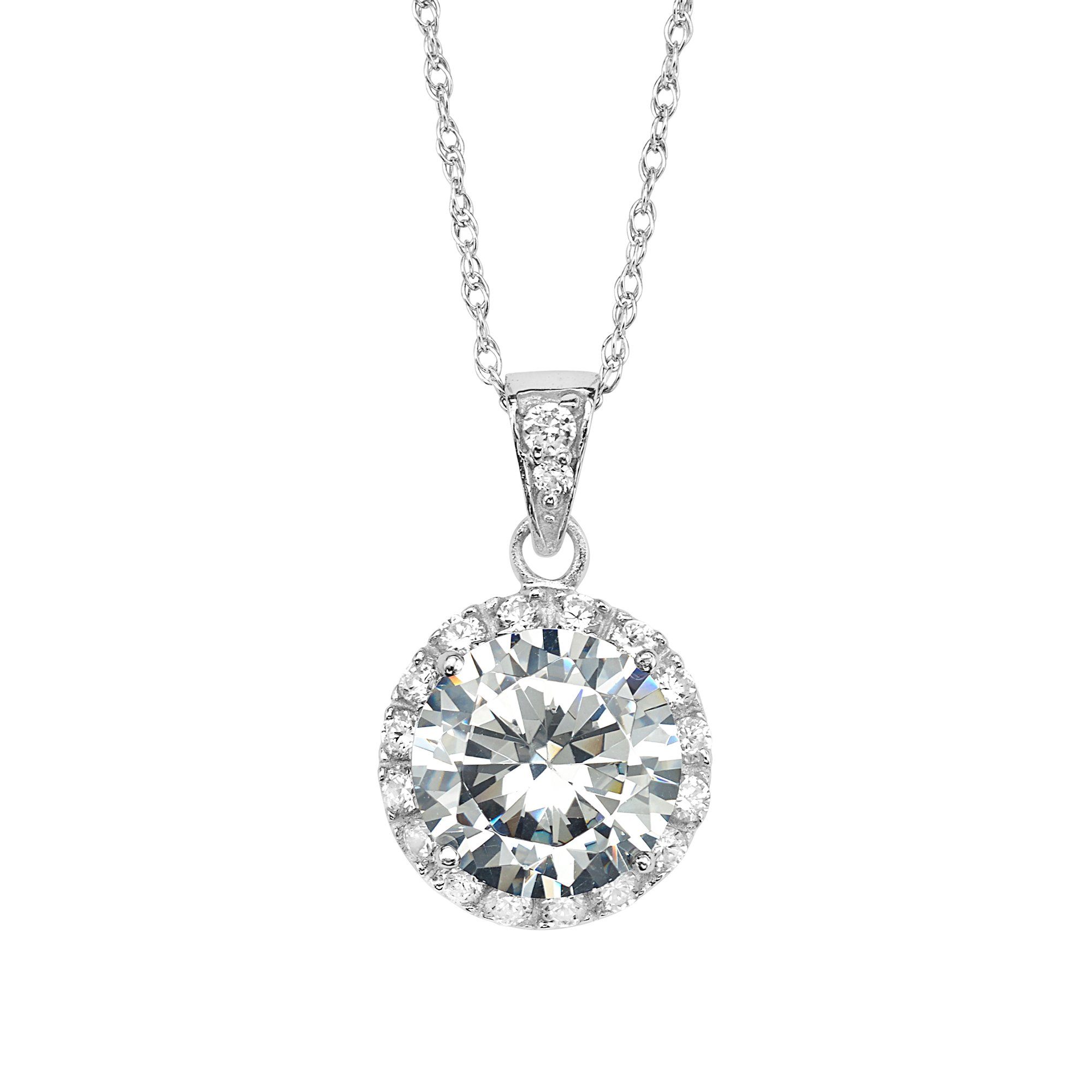 Silver Round CZ Necklace - BJSESP925CCZ Birmingham Jewelry Silver Necklace Birmingham Jewelry