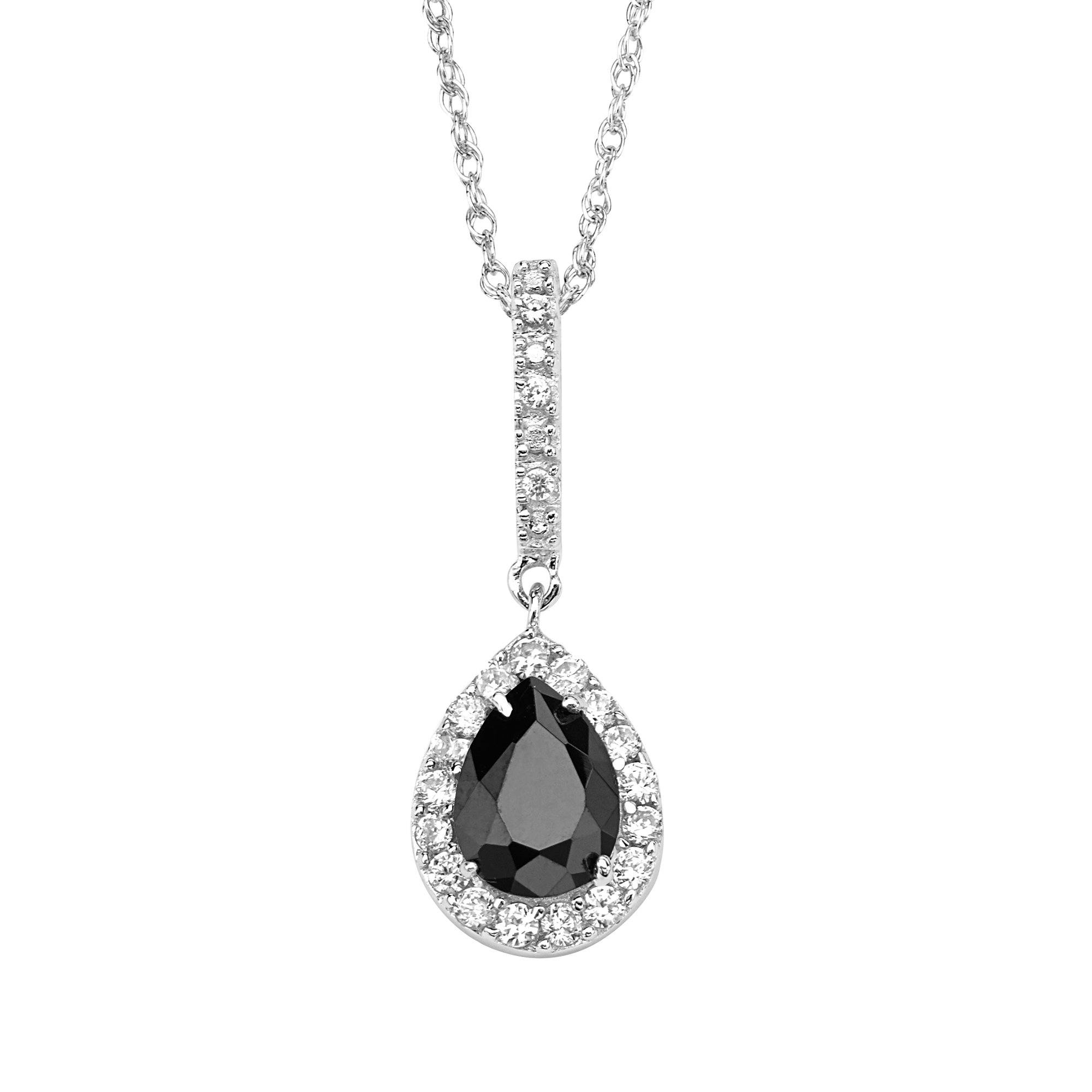 Silver Pear Shape CZ Necklace - BJSESP938 Birmingham Jewelry Silver Necklace Birmingham Jewelry