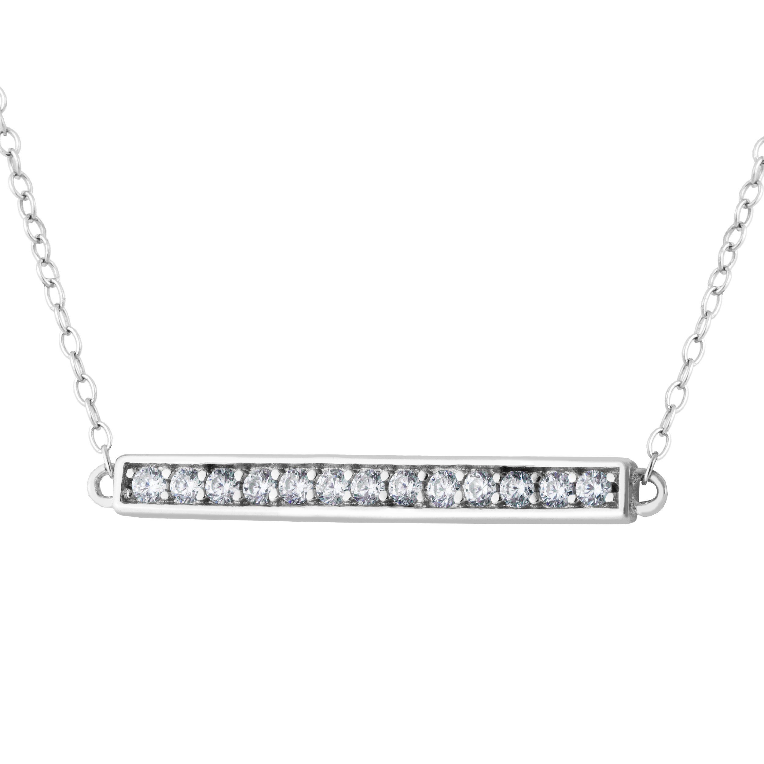 Silver Bar Necklace - BJSESP964WCZ Birmingham Jewelry Silver Necklace Birmingham Jewelry