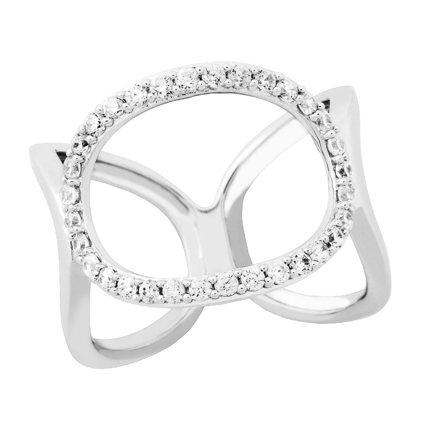 Silver Open Oval CZ Ring - BJSESR986 Birmingham Jewelry Silver Ring Birmingham Jewelry
