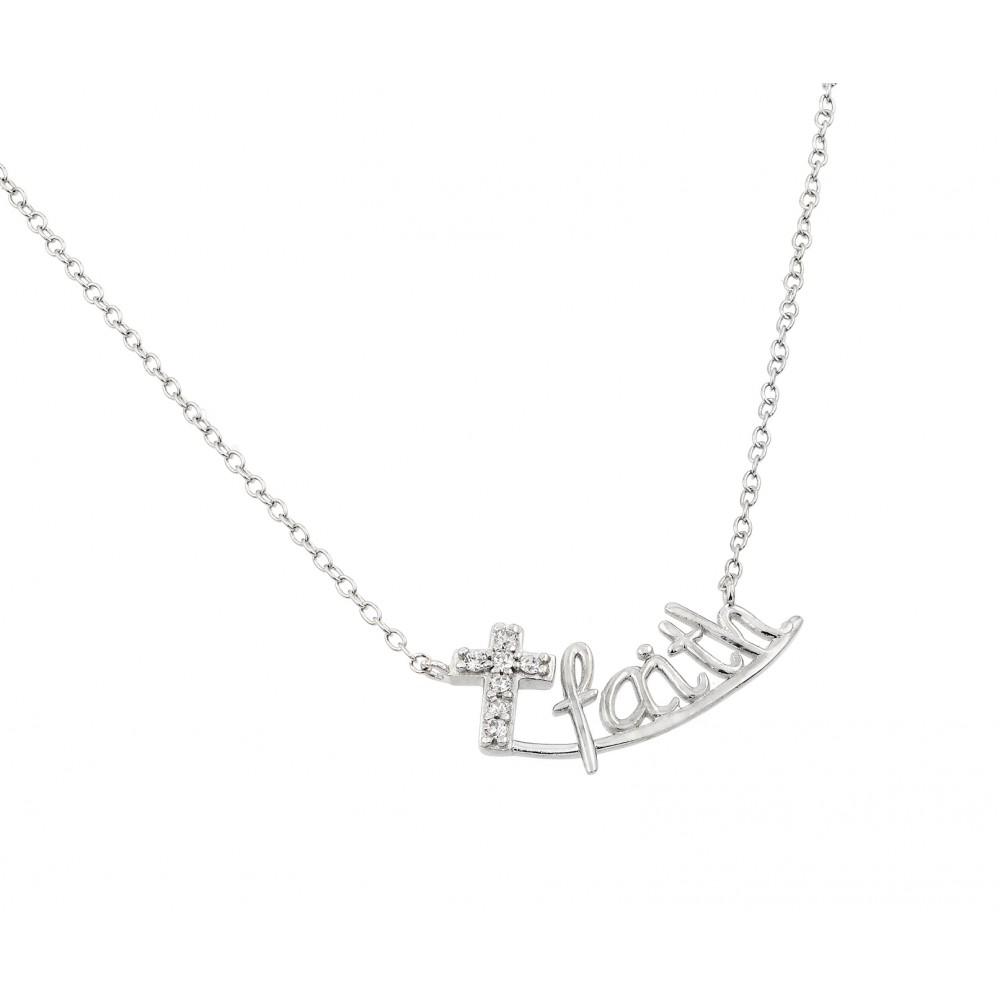 Small Cross Faith Underlined Pendant Necklace Birmingham Jewelry Silver Necklace Birmingham Jewelry