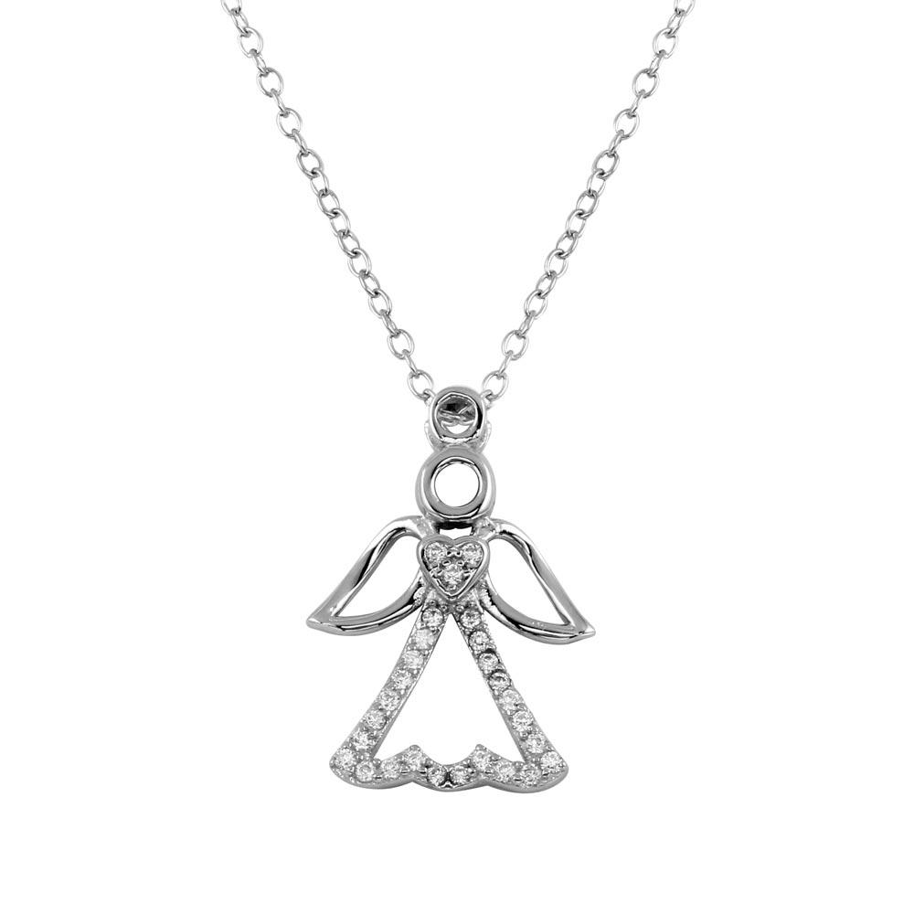 Small Angel Heart Pendant with CZ Birmingham Jewelry Silver Necklace Birmingham Jewelry