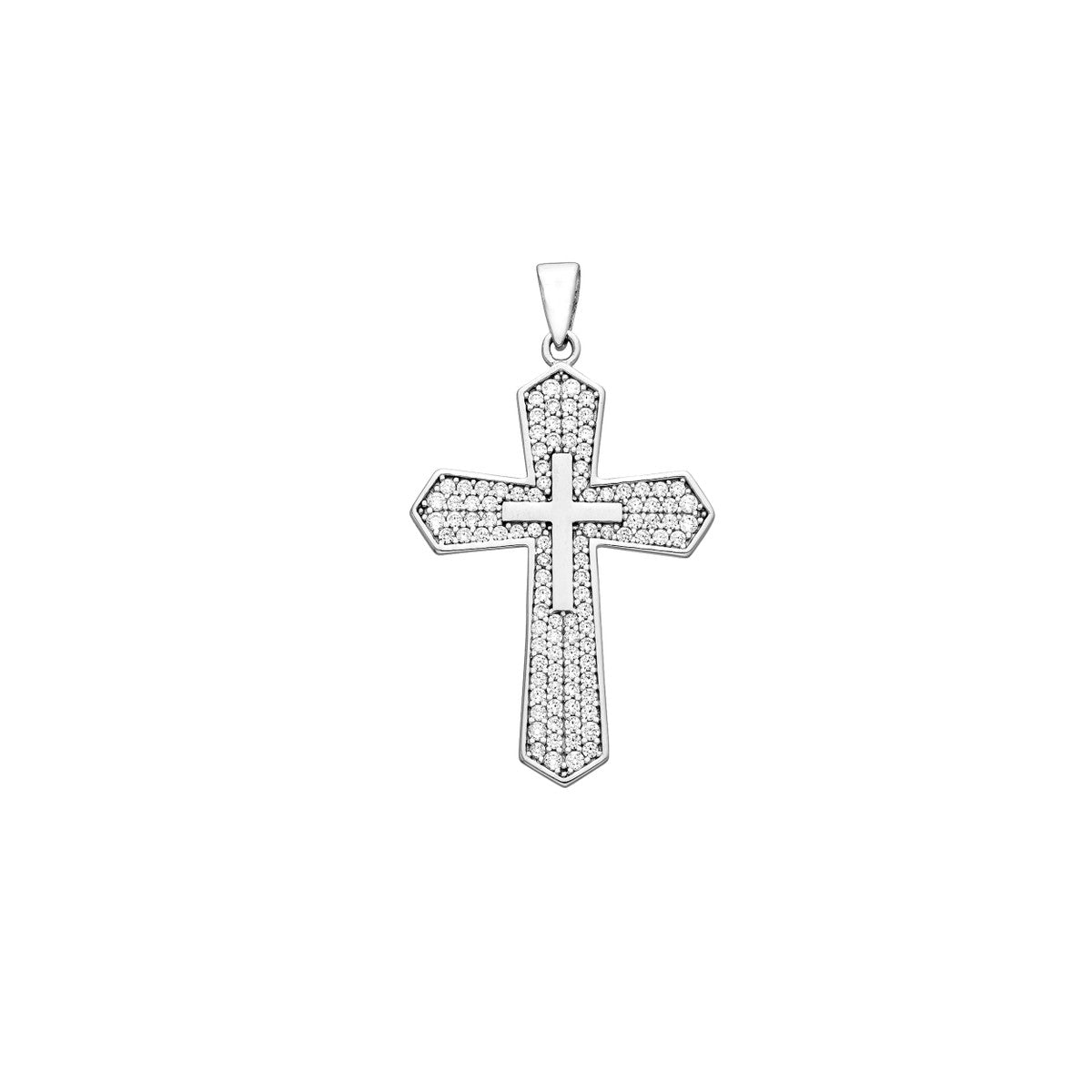 10K White Gold Large CZ Cross and Small Cross Pendant Birmingham Jewelry Pendant Birmingham Jewelry