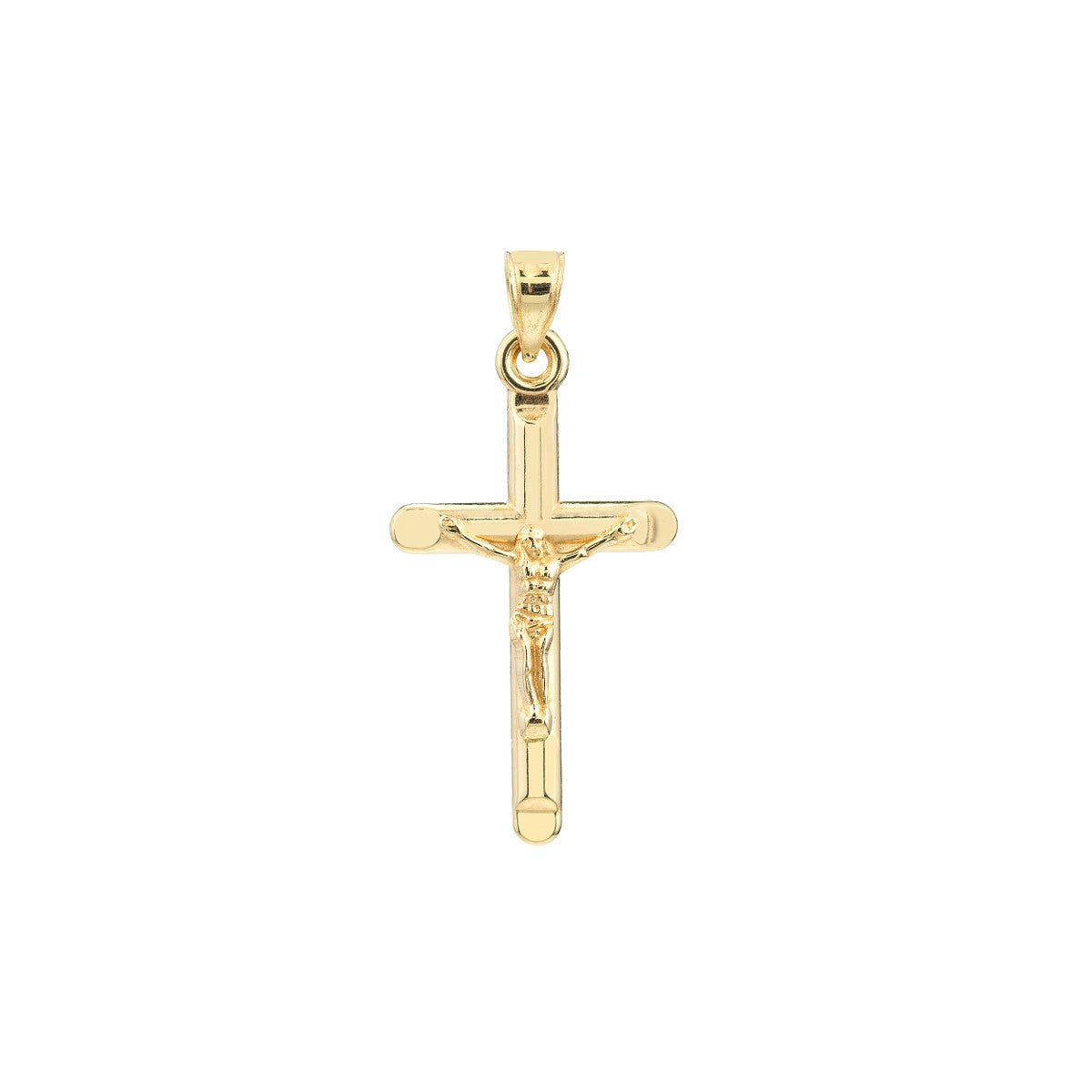 10K Yellow Gold HP 3D Crucifix With Crimped Ends Birmingham Jewelry Pendant Birmingham Jewelry