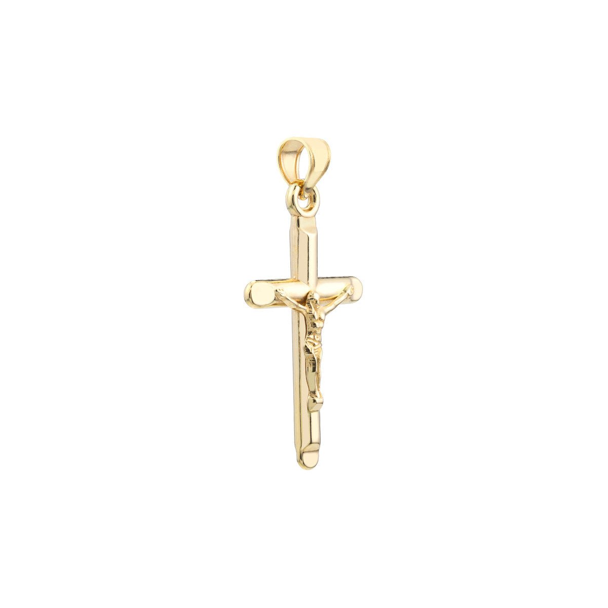 10K Yellow Gold HP 3D Crucifix With Crimped Ends Birmingham Jewelry Pendant Birmingham Jewelry