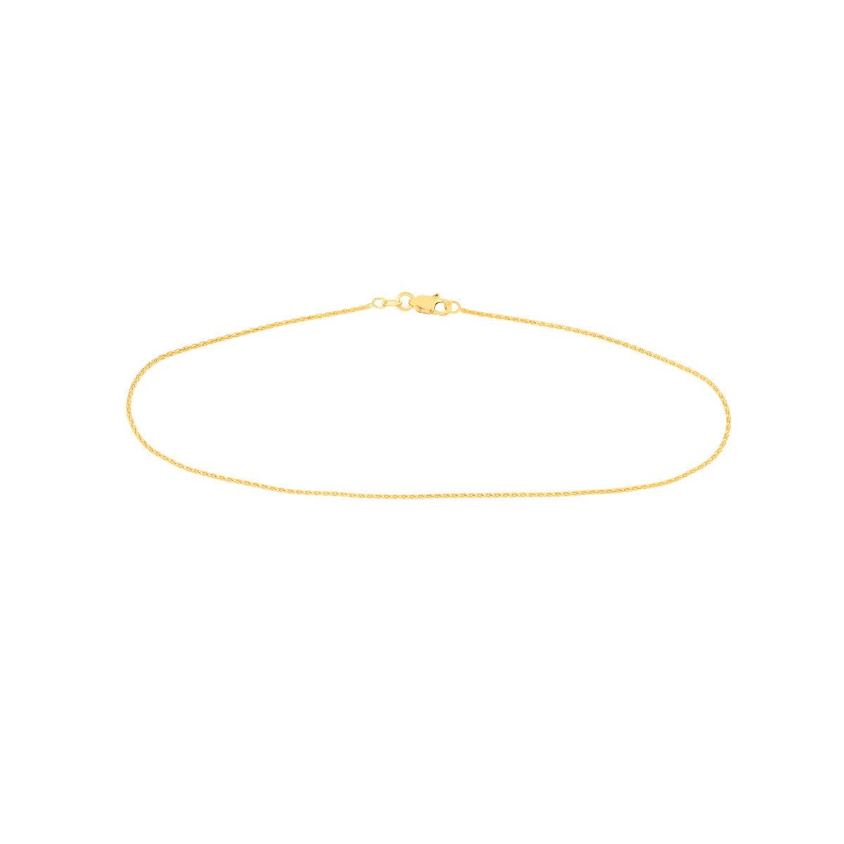 14K Gold 1.05mm D/C Wheat Chain with Lobster Lock Anklet Birmingham Jewelry Anklet Birmingham Jewelry