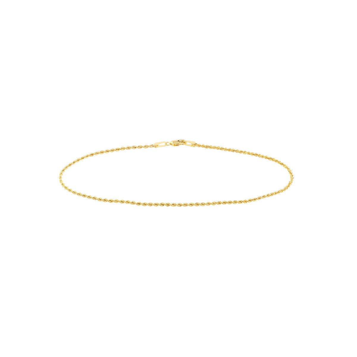 14K Gold 1.80mm Light Rope Chain with Lobster Lock Anklet Birmingham Jewelry Anklet Birmingham Jewelry