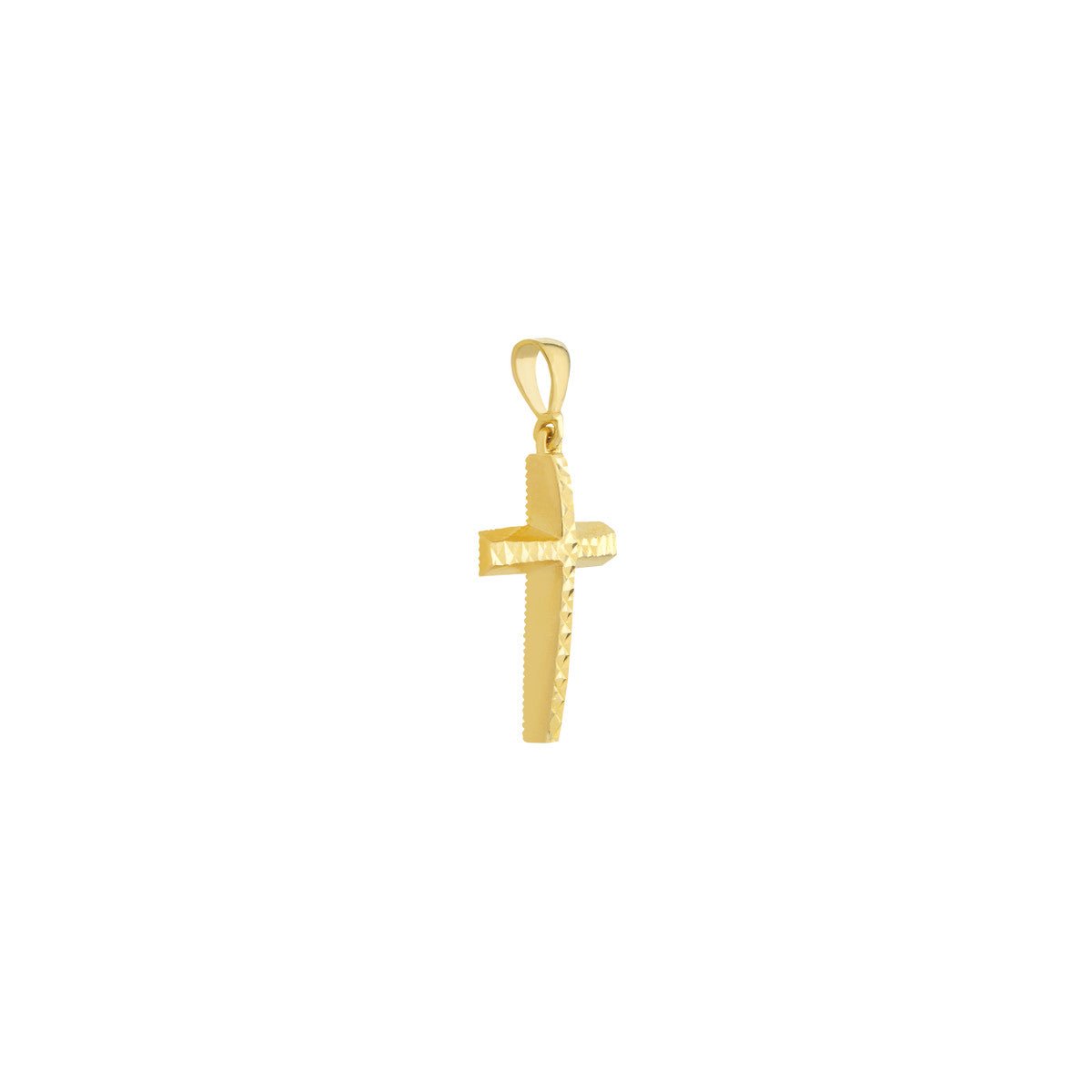14K Gold 3D Diamond Cut Top Cross Pendant Birmingham Jewelry Pendant Birmingham Jewelry