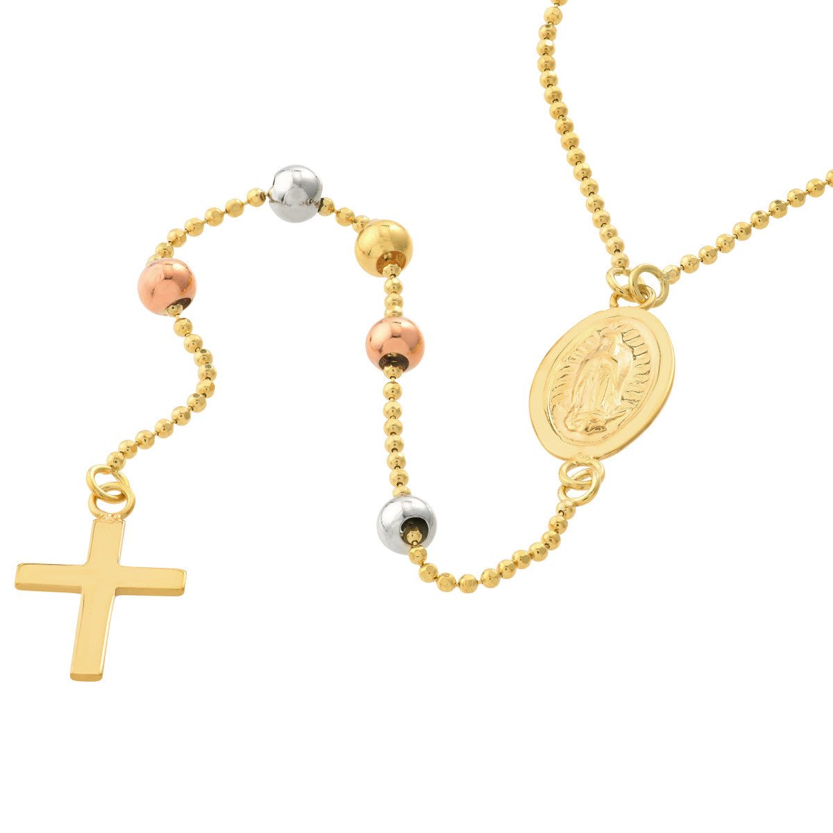 Birmingham Jewelry - 14K Gold Children's Virgin Mary with Cross Beaded Y-Necklace - Birmingham Jewelry