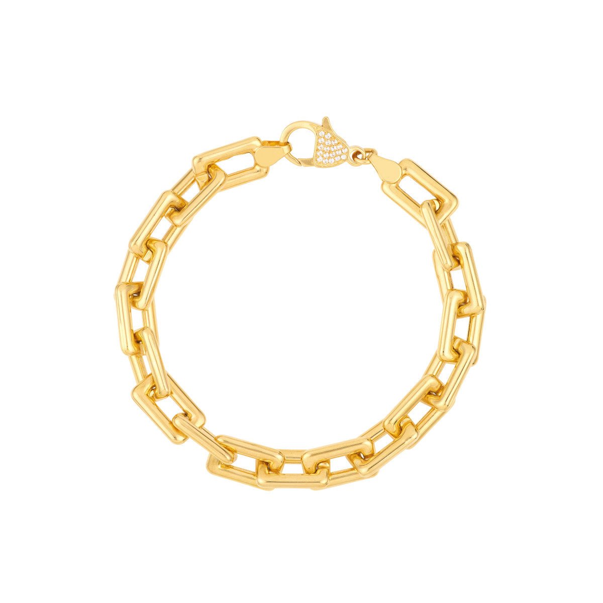 Birmingham Jewelry - 14K Gold Chunky Paper Clip Bracelet with Diamond Lock - Birmingham Jewelry