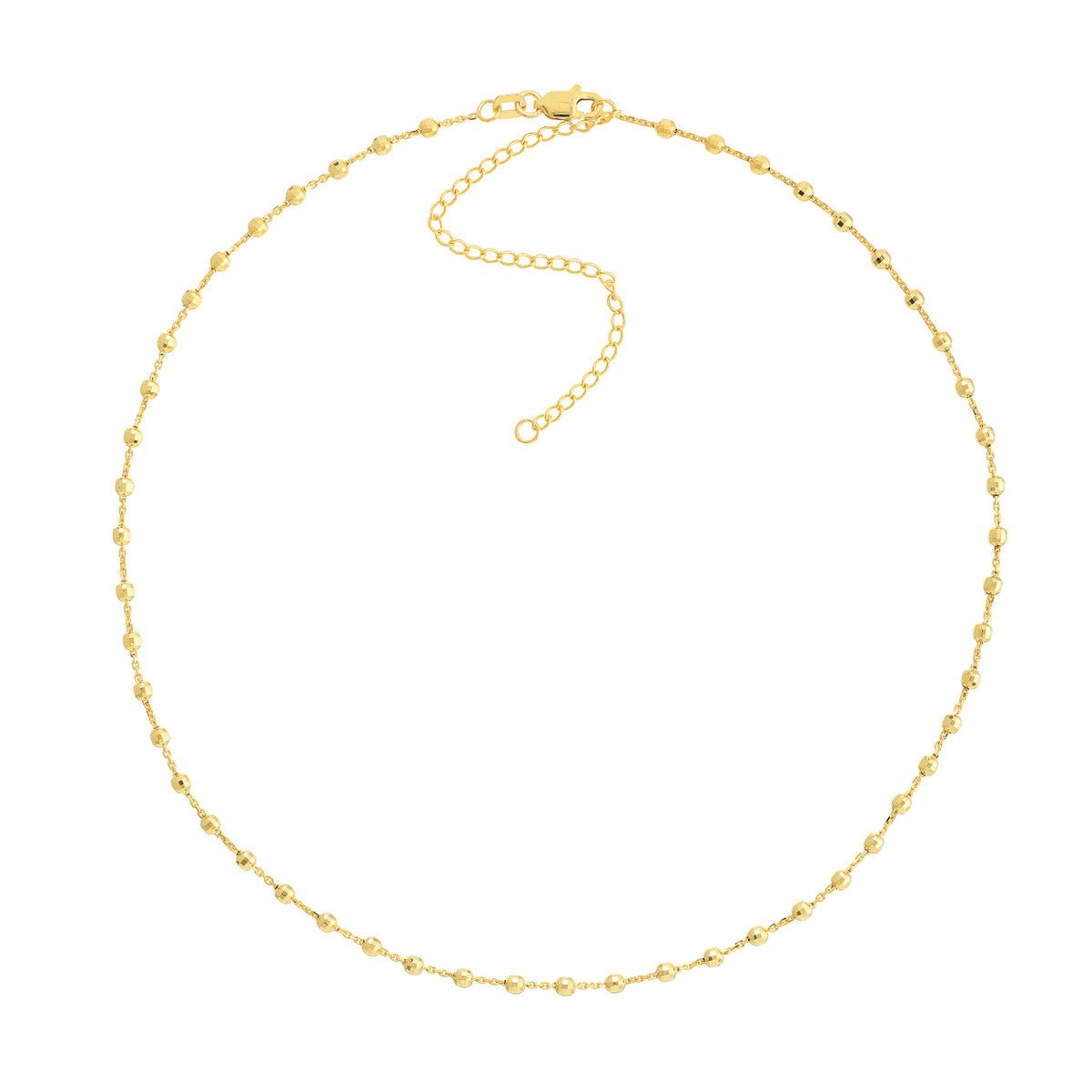 Birmingham Jewelry - 14K Gold Diamond-Cut Bead Station Choker Chain - Birmingham Jewelry