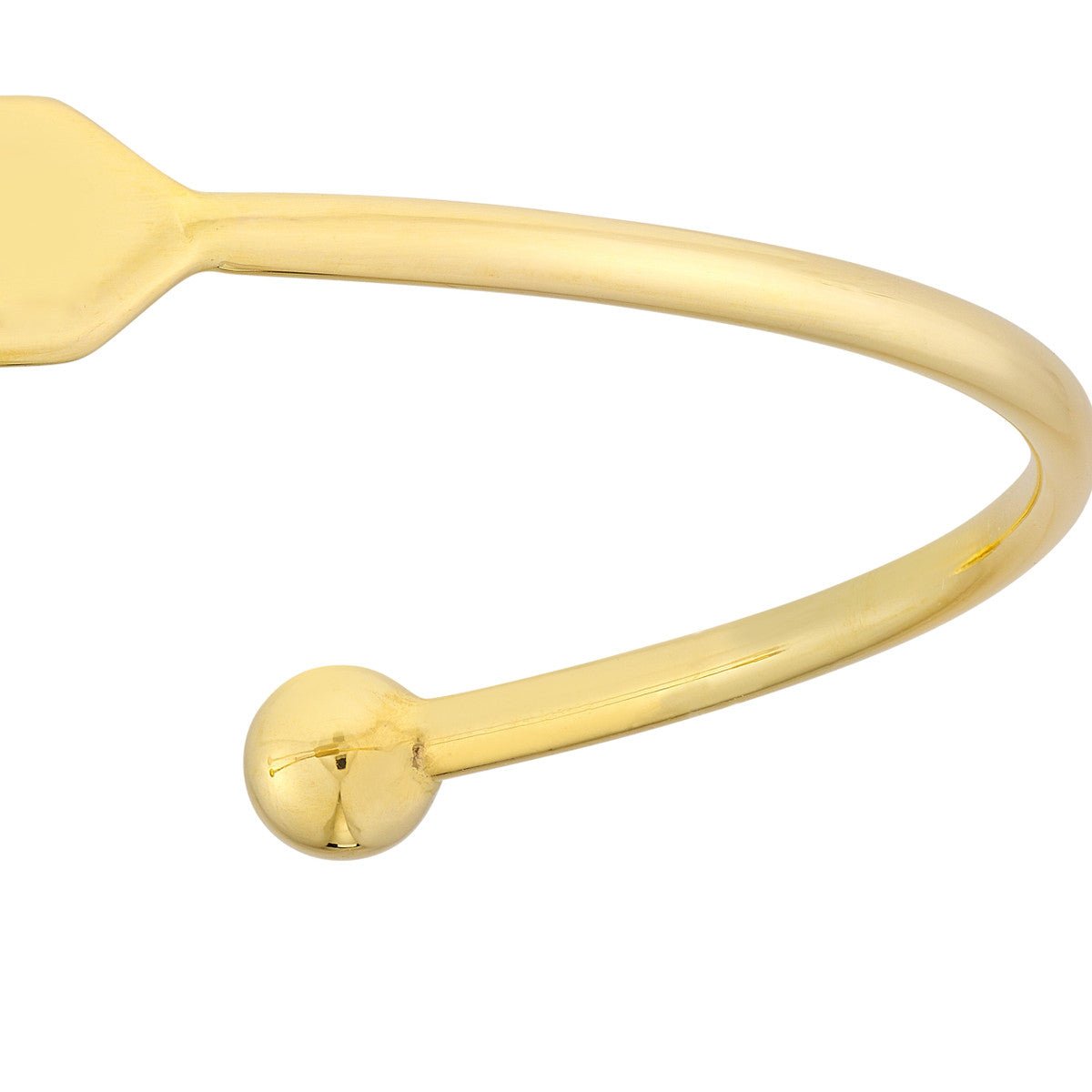 Birmingham Jewelry - 14K Gold Engravable Initial ID Cuff Bangle with Beaded Ends - Birmingham Jewelry