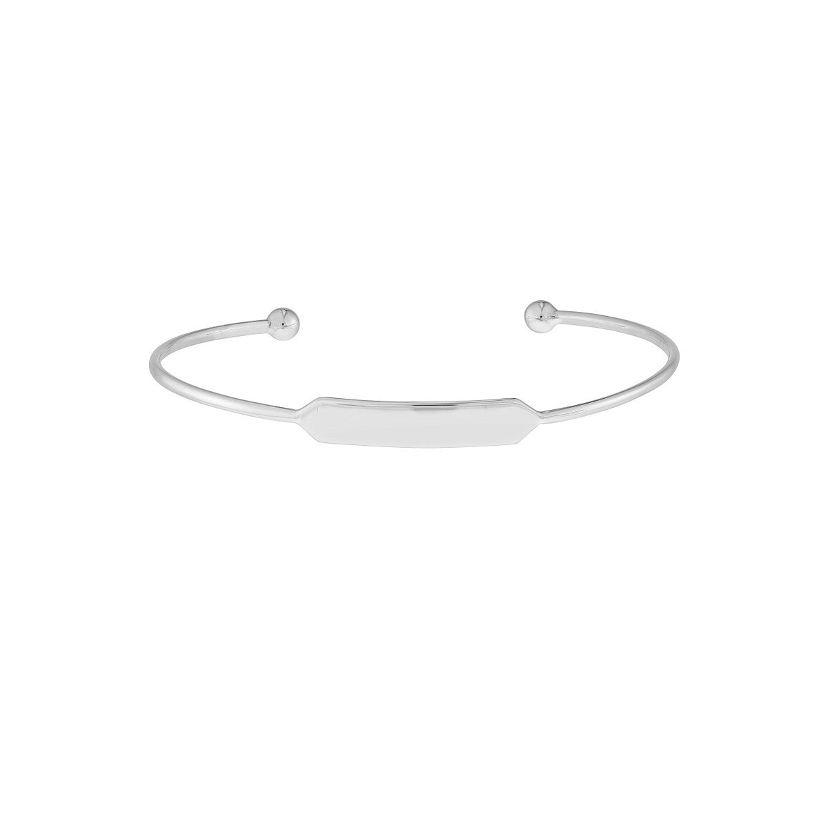 Birmingham Jewelry - 14K Gold Engravable Initial ID Cuff Bangle with Beaded Ends - Birmingham Jewelry