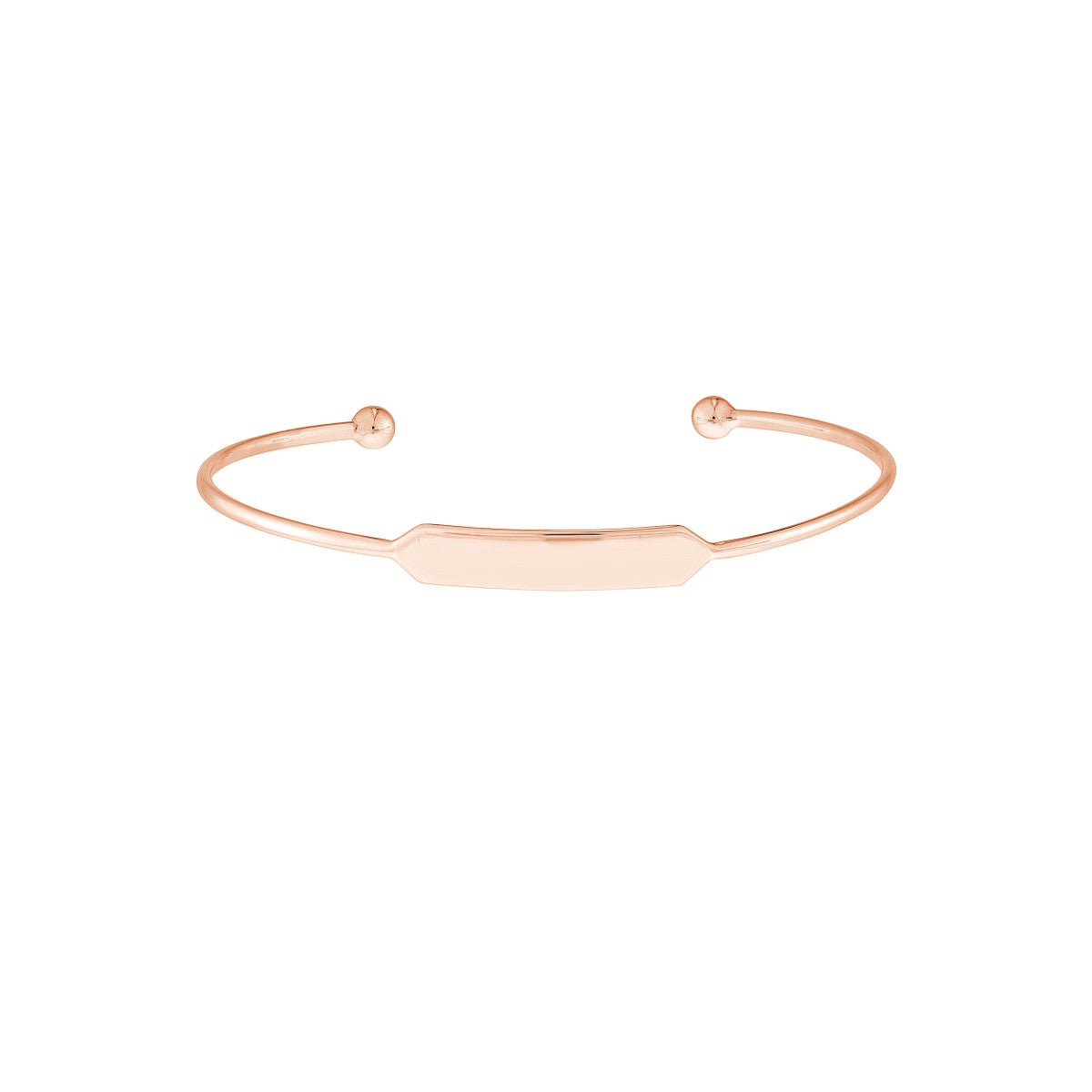 Birmingham Jewelry - 14K Gold Engravable Initial ID Cuff Bangle with Beaded Ends - Birmingham Jewelry