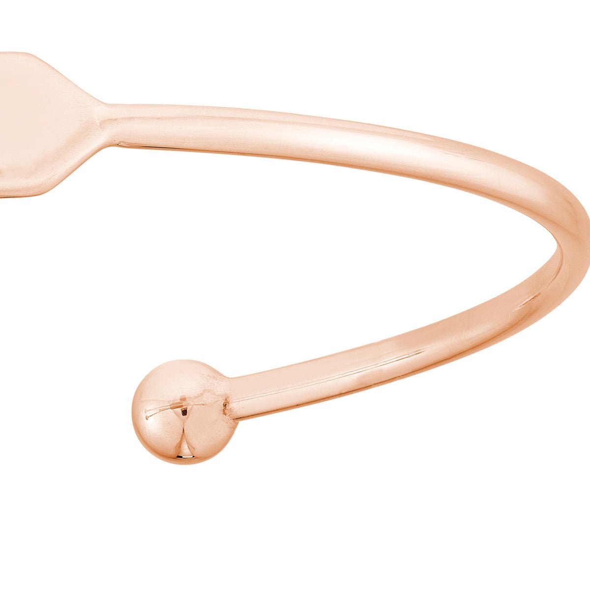 Birmingham Jewelry - 14K Gold Engravable Initial ID Cuff Bangle with Beaded Ends - Birmingham Jewelry