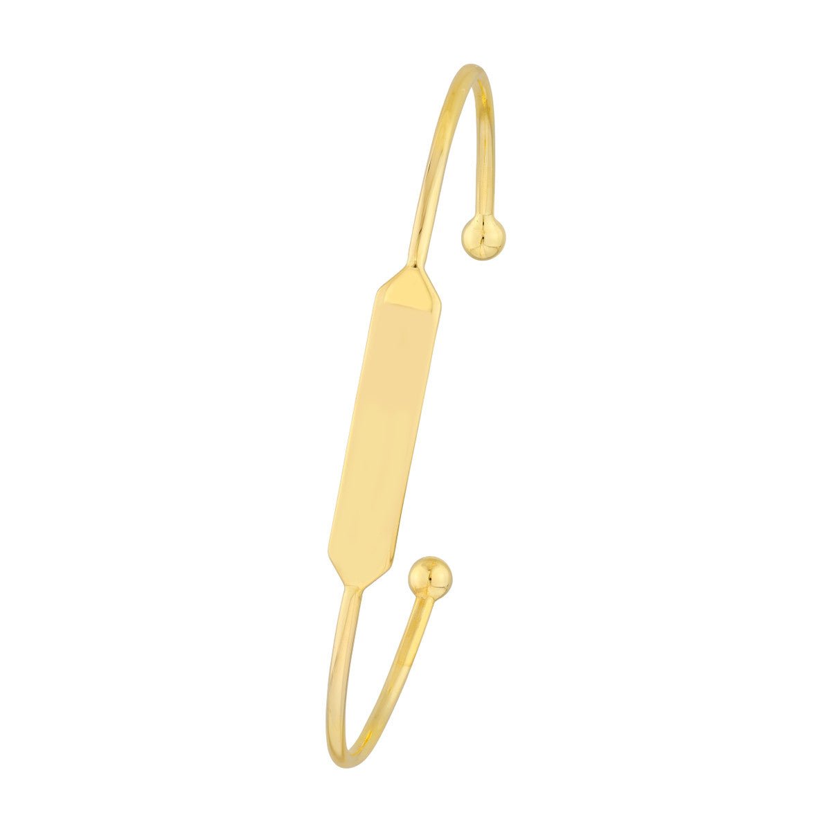 Birmingham Jewelry - 14K Gold Engravable Initial ID Cuff Bangle with Beaded Ends - Birmingham Jewelry