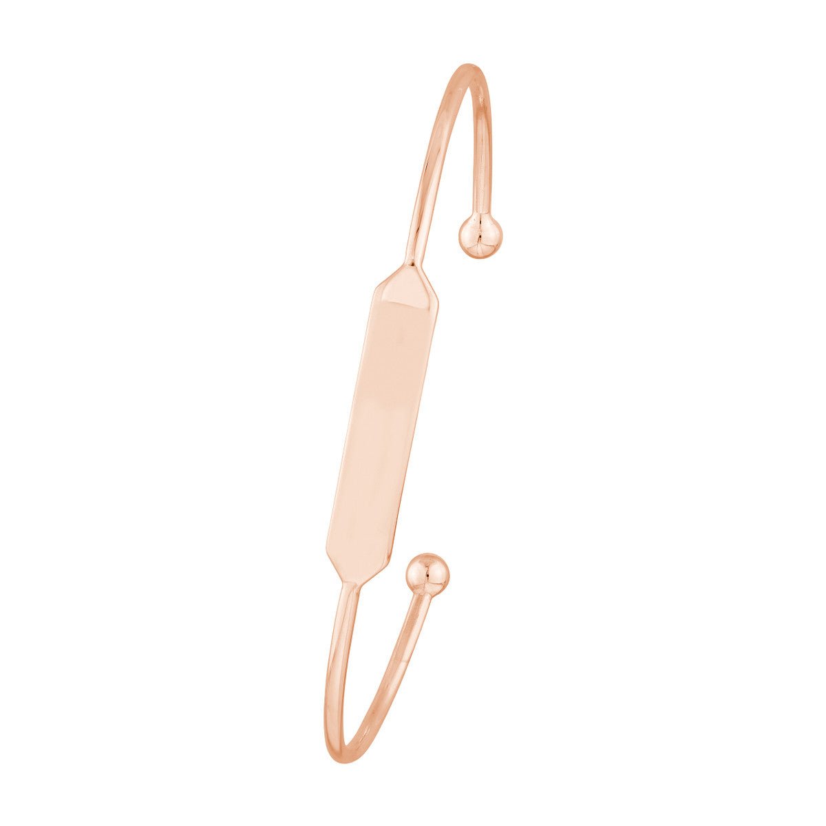 Birmingham Jewelry - 14K Gold Engravable Initial ID Cuff Bangle with Beaded Ends - Birmingham Jewelry
