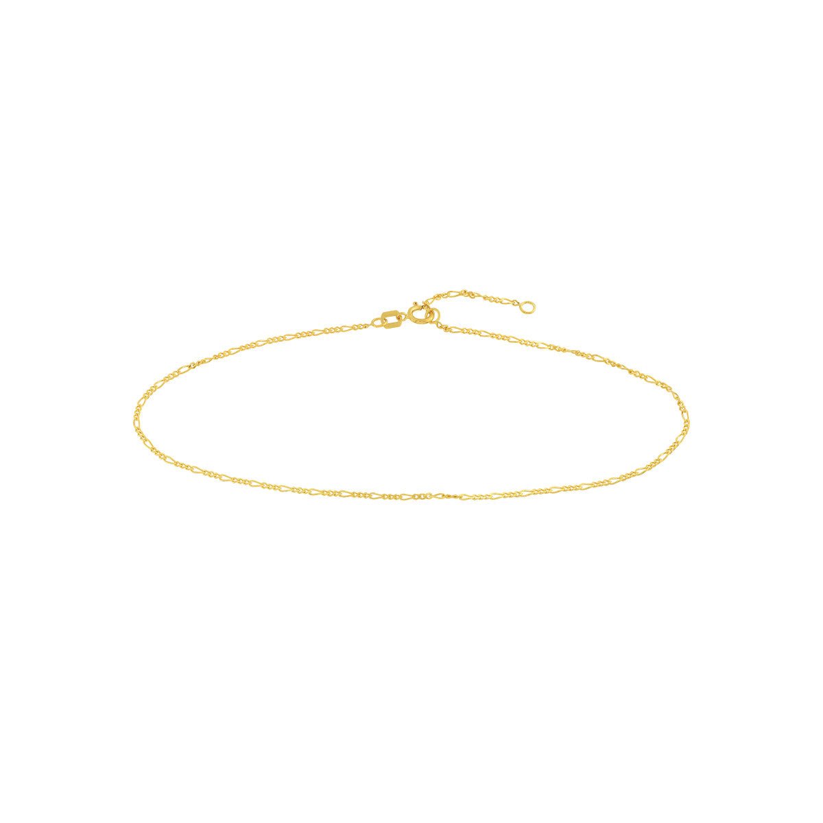 Birmingham Jewelry - 14K Gold Figaro Chain Adjustable Anklet - Birmingham Jewelry