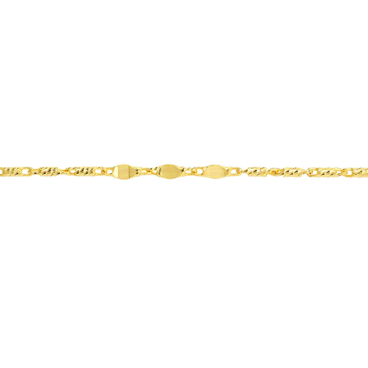 Birmingham Jewelry - 14K Gold Flat Diamond-Cut Stations Adjustable Anklet - Birmingham Jewelry