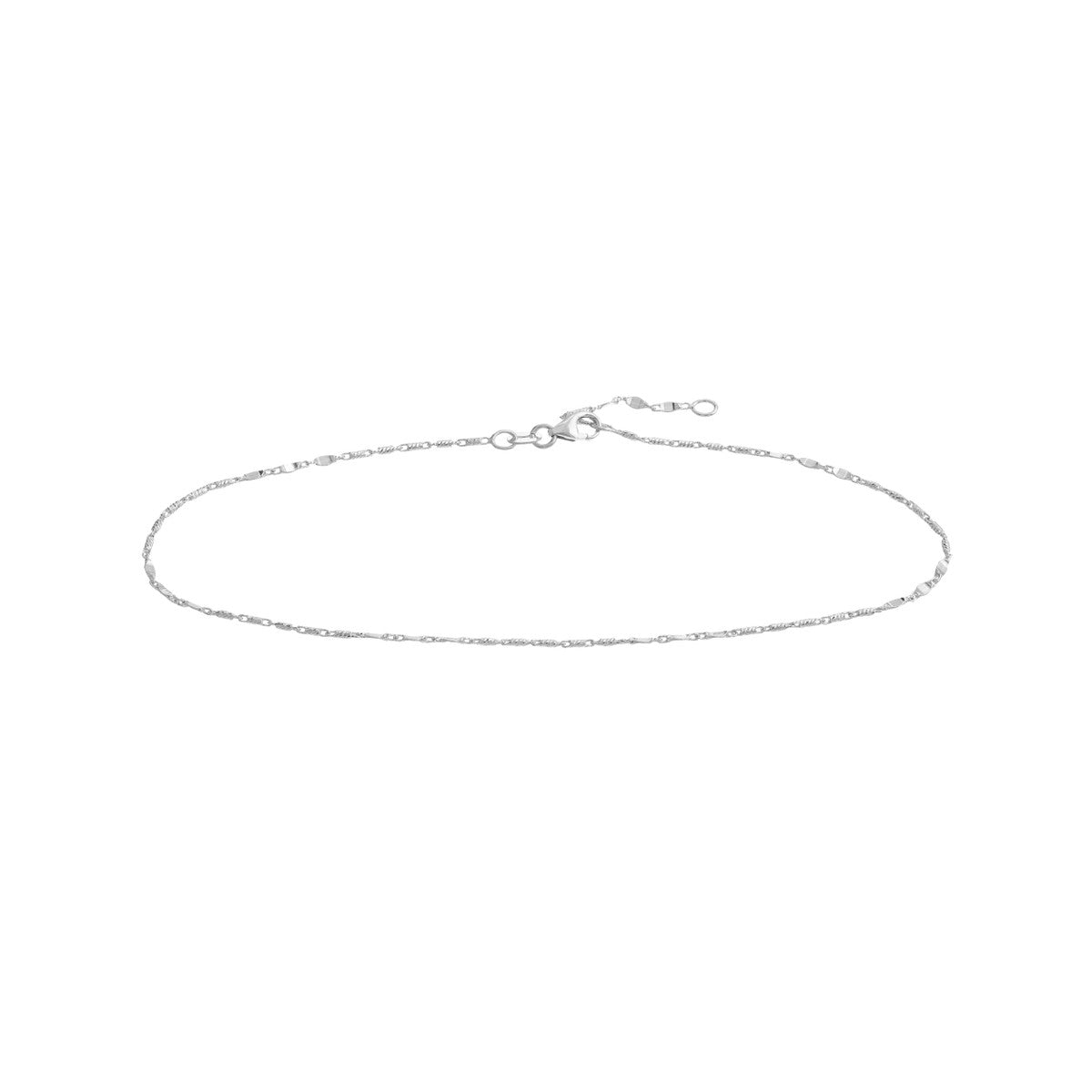Birmingham Jewelry - 14K Gold Flat Diamond-Cut Stations Adjustable Anklet - Birmingham Jewelry