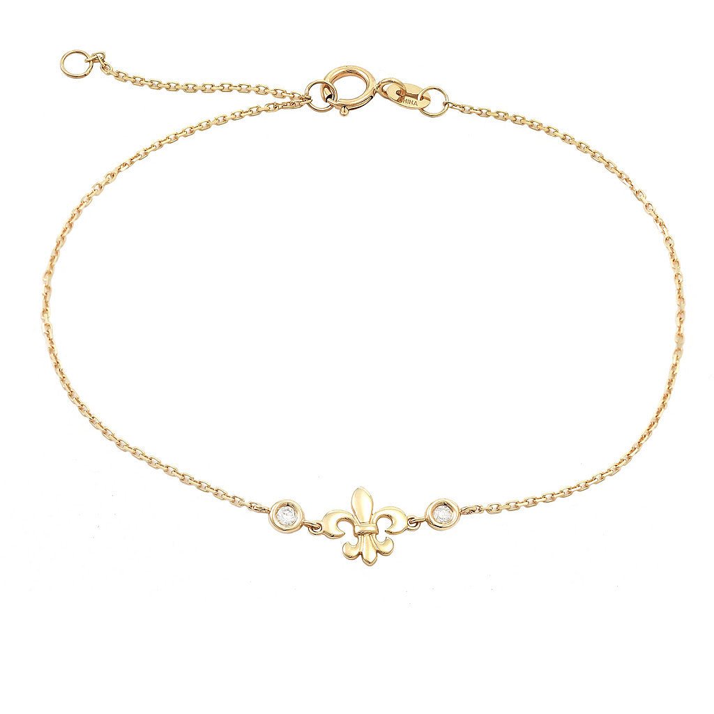 14K Gold Fleur De Lis Bracelet With Diamonds Birmingham Jewelry Bracelet Birmingham Jewelry