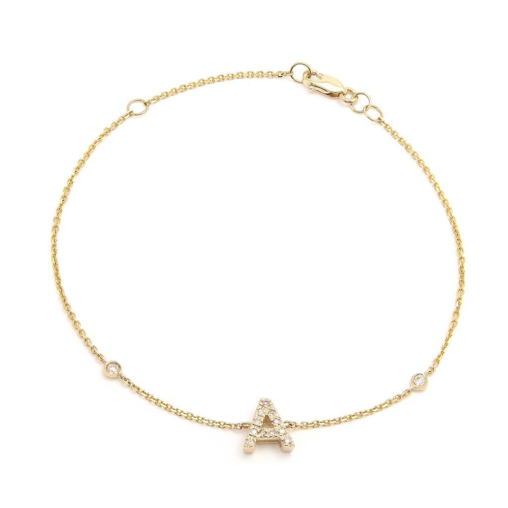 14K Gold Initial "A" Bracelet With Diamonds Birmingham Jewelry Bracelet Birmingham Jewelry