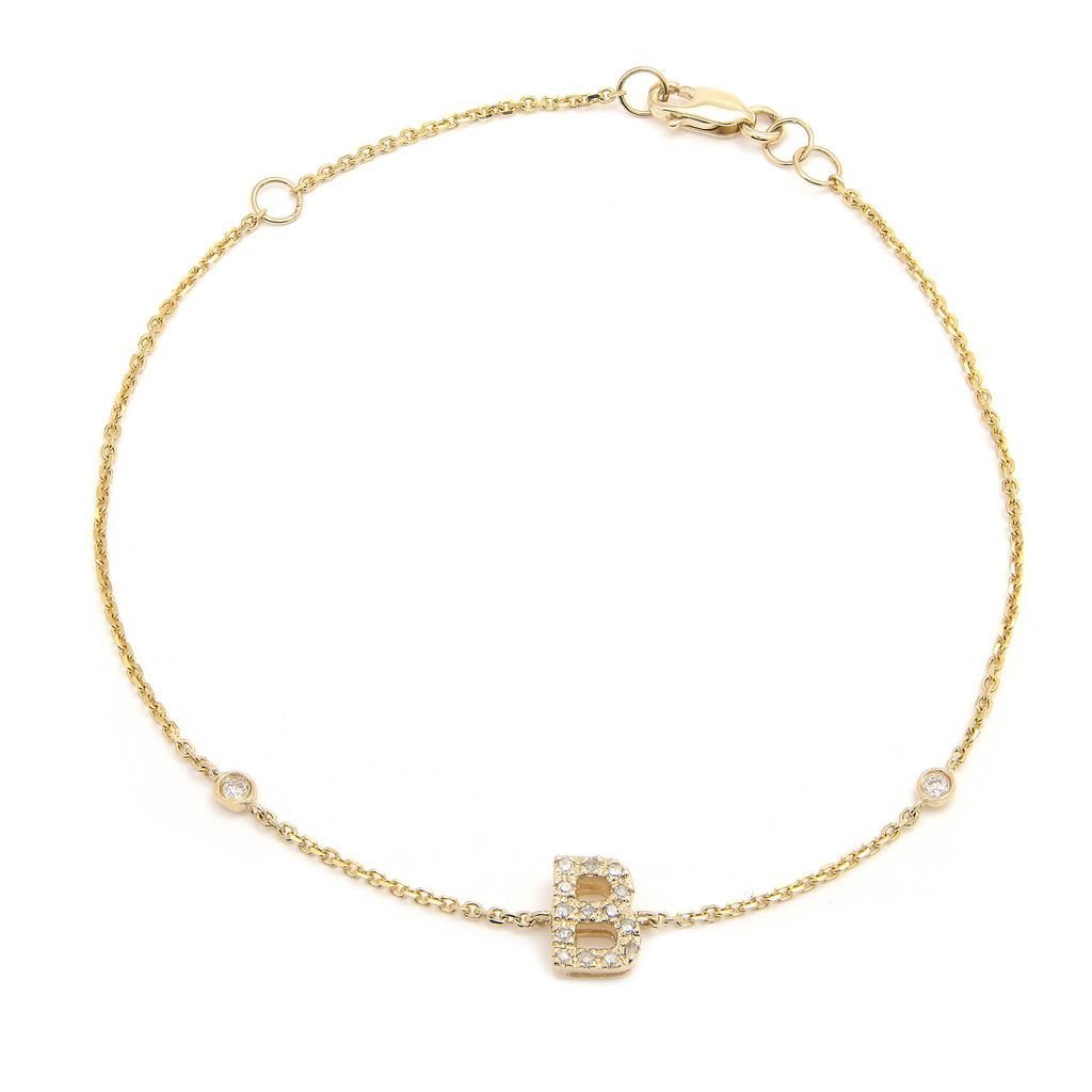 14K Gold Initial "B" Bracelet With Diamonds Birmingham Jewelry Bracelet Birmingham Jewelry