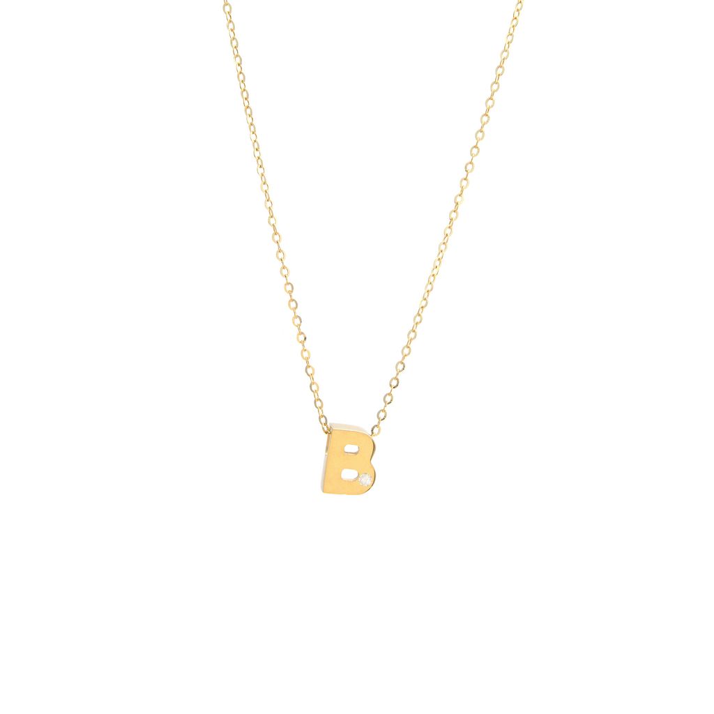 14K Gold Initial "B" Necklace (Diamond) Birmingham Jewelry Necklace Birmingham Jewelry